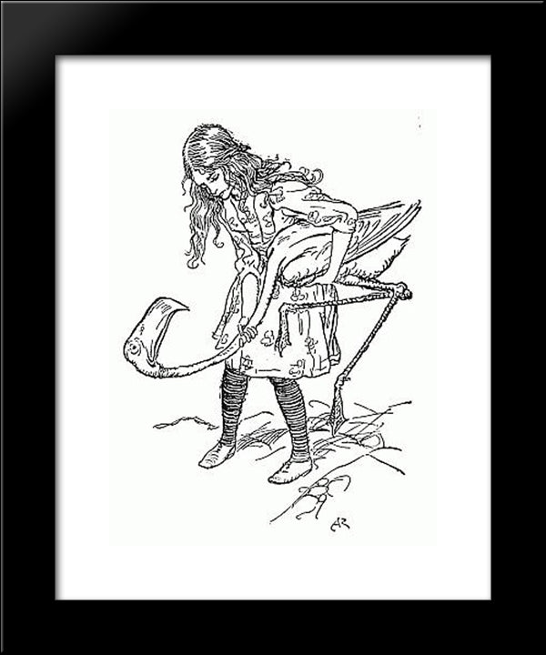 The Chief Difficulty Alice Found At First Was In Managing Her Flamingo 20x24 Black Modern Wood Framed Art Print Poster by Rackham, Arthur