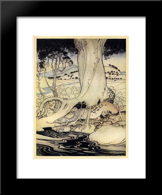 The Dragon In The Woods Near Dublin 20x24 Black Modern Wood Framed Art Print Poster by Rackham, Arthur