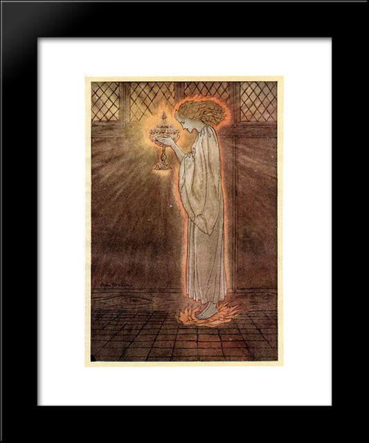 The Holy Grail Is Carried In 20x24 Black Modern Wood Framed Art Print Poster by Rackham, Arthur