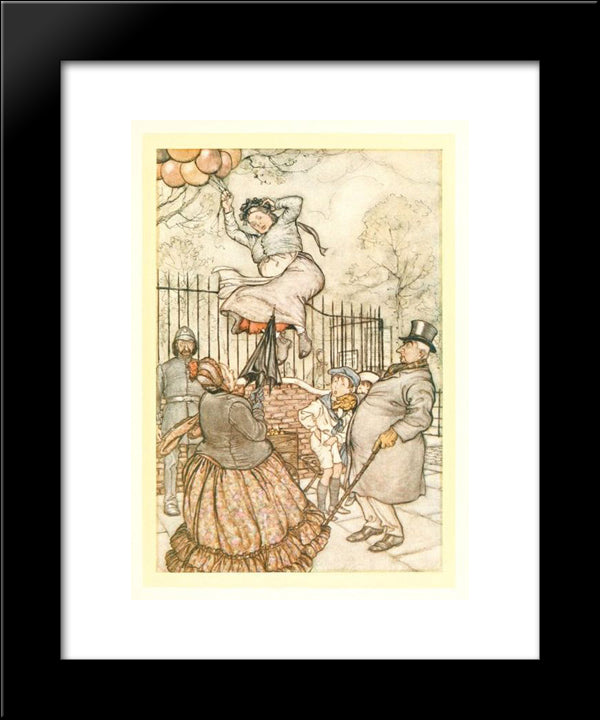 The Lady With The Balloons, Who Sits Just Outside 20x24 Black Modern Wood Framed Art Print Poster by Rackham, Arthur