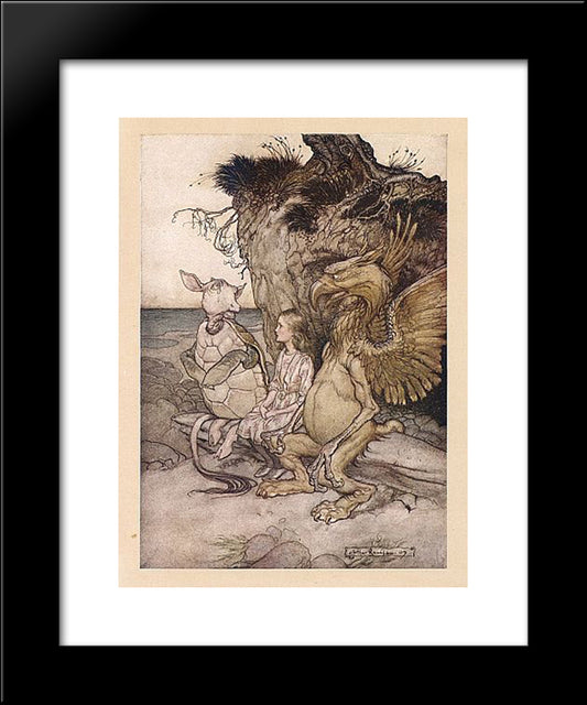 The Mock Turtle Drew A Long Breath And Said, 'That'S Very Curious' 20x24 Black Modern Wood Framed Art Print Poster by Rackham, Arthur