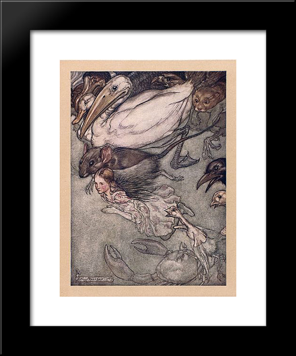 The Pool Of Tears 20x24 Black Modern Wood Framed Art Print Poster by Rackham, Arthur