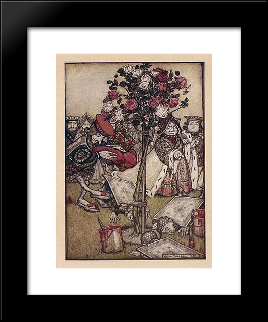 The Queen Turned Angrily Away From Him And Said To The Knave, 'Turn Them Over' 20x24 Black Modern Wood Framed Art Print Poster by Rackham, Arthur