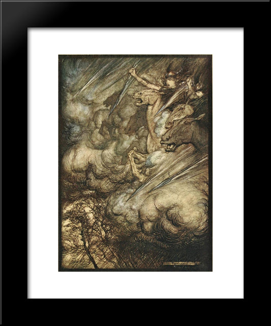 The Ride Of The Valkyries 20x24 Black Modern Wood Framed Art Print Poster by Rackham, Arthur