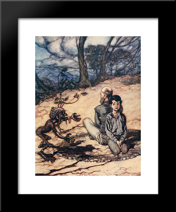 The Son Made A Circle, And His Father And He Took Their Places Within It, And The Little Black Mannikin Appeared 20x24 Black Modern Wood Framed Art Print Poster by Rackham, Arthur