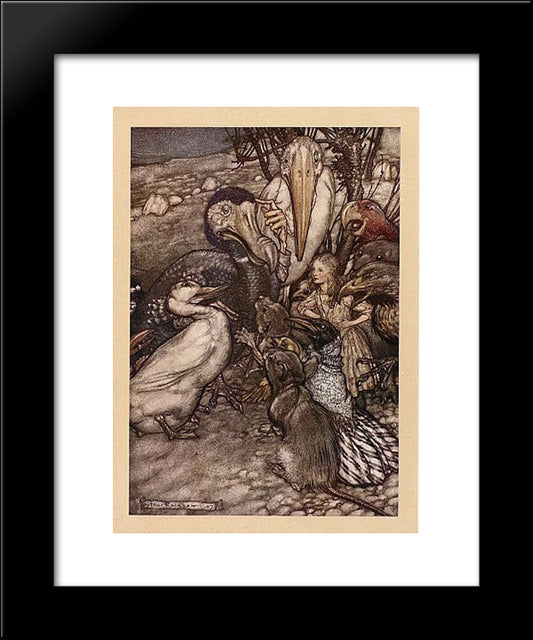 They All Crowded Round It Panting And Asking, 'But Who Has Won' 20x24 Black Modern Wood Framed Art Print Poster by Rackham, Arthur