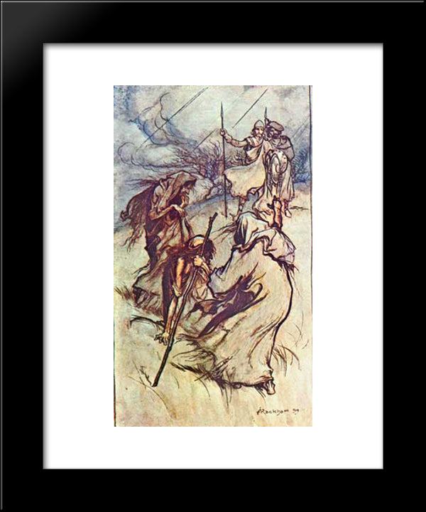 They Were Stopped By The Strange Appearance Of Three Figures 20x24 Black Modern Wood Framed Art Print Poster by Rackham, Arthur