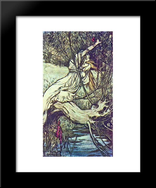 To This Brook Ophelia Came 20x24 Black Modern Wood Framed Art Print Poster by Rackham, Arthur