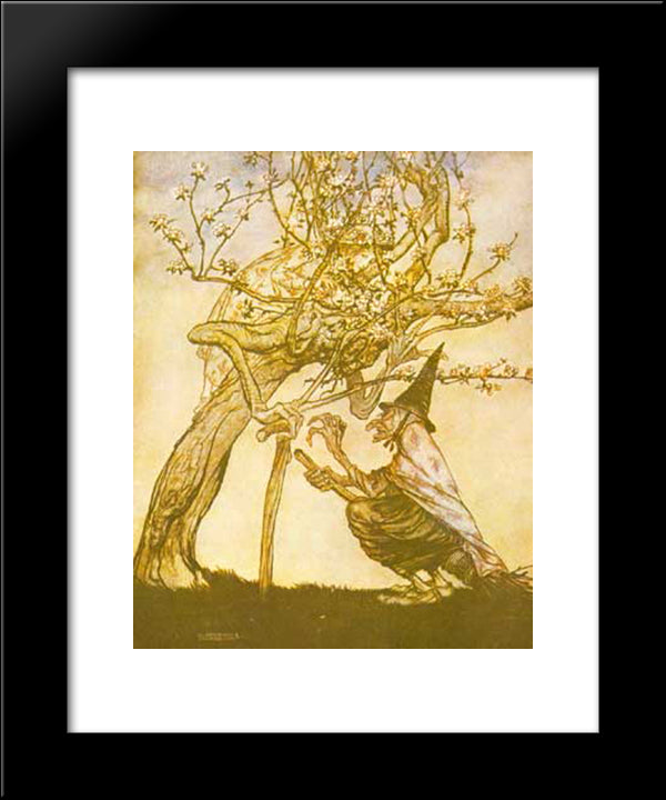 Tree Of Mine! O Tree Of Mine! Have You Seen My Naughty Little Maid 20x24 Black Modern Wood Framed Art Print Poster by Rackham, Arthur