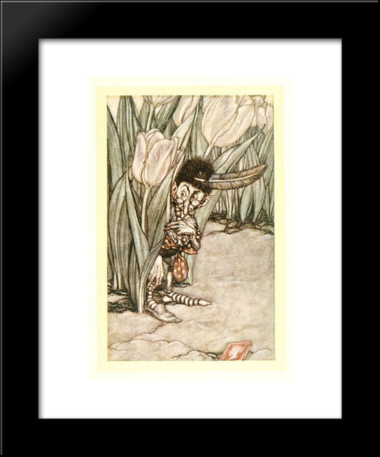 When He Heard Peter'S Voice He Popped In Alarm Behind A Tulip 20x24 Black Modern Wood Framed Art Print Poster by Rackham, Arthur