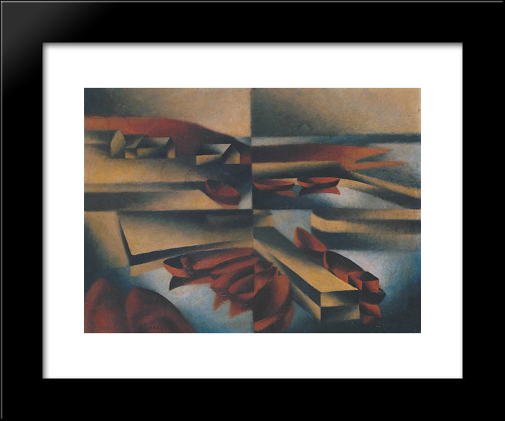 Harbour On Bornholm 20x24 Black Modern Wood Framed Art Print Poster by Segal, Arthur