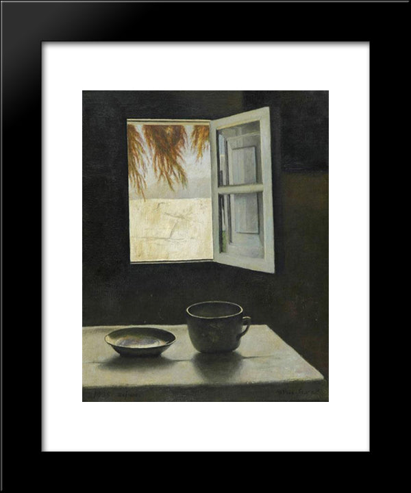 Still Life And A Window 20x24 Black Modern Wood Framed Art Print Poster by Segal, Arthur