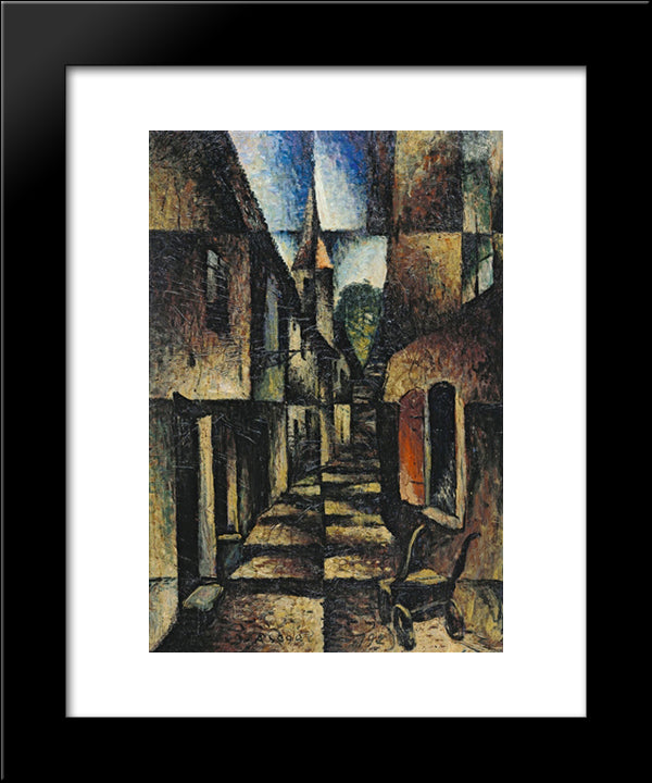 Street With Church 20x24 Black Modern Wood Framed Art Print Poster by Segal, Arthur