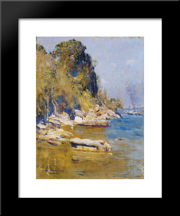 From My Camp (Sirius Cove) 20x24 Black Modern Wood Framed Art Print Poster by Streeton, Arthur