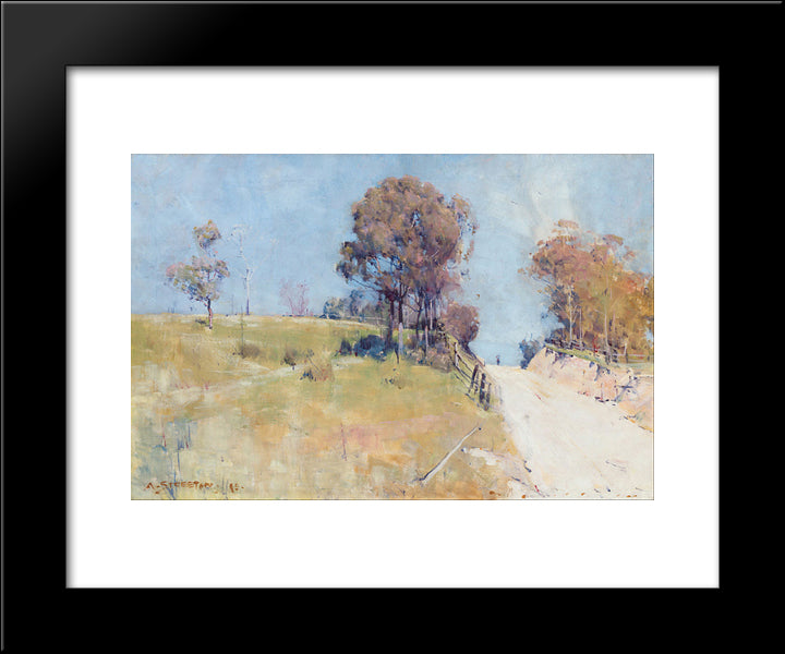 Sunlight (Cutting On A Hot Road) 20x24 Black Modern Wood Framed Art Print Poster by Streeton, Arthur