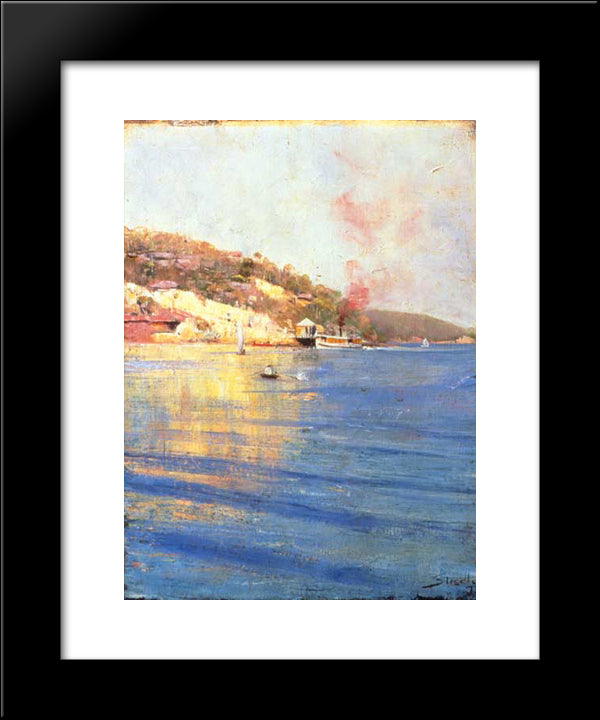 The Point Wharf, Mosman Bay 20x24 Black Modern Wood Framed Art Print Poster by Streeton, Arthur