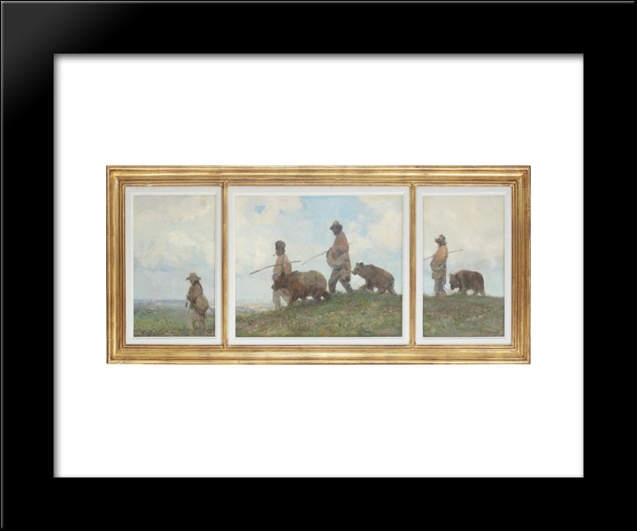 Bear Leaders 20x24 Black Modern Wood Framed Art Print Poster by Verona, Arthur