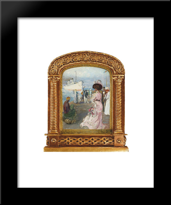 Decorative Panel For The Romanian Maritime Service (Study) 20x24 Black Modern Wood Framed Art Print Poster by Verona, Arthur