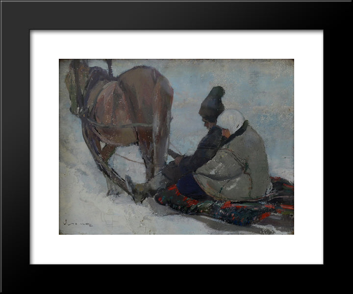 Girl'S Dower 20x24 Black Modern Wood Framed Art Print Poster by Verona, Arthur
