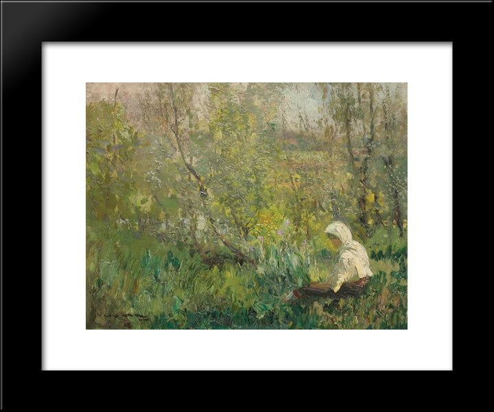 Peasant Woman Resting 20x24 Black Modern Wood Framed Art Print Poster by Verona, Arthur