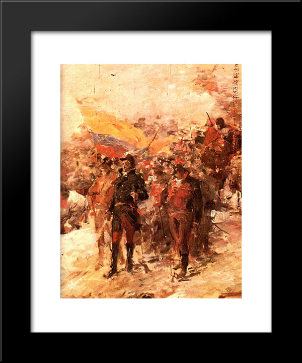 Bolivar En El Paso De Los Andes 20x24 Black Modern Wood Framed Art Print Poster by Michelena, Arturo