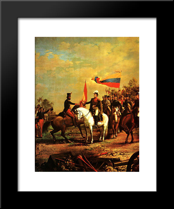 Entrega De La Bandera Al Batallon Sin Nombre 20x24 Black Modern Wood Framed Art Print Poster by Michelena, Arturo
