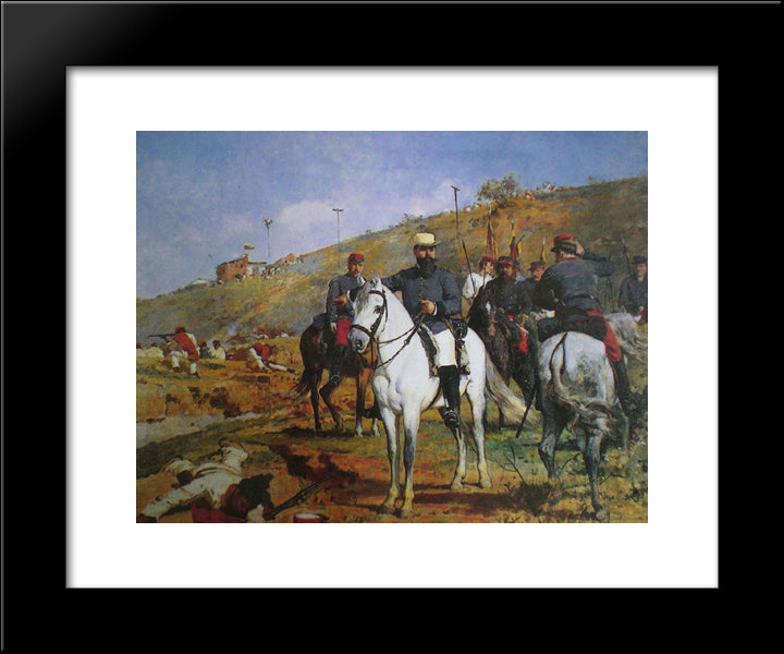 Joaqu­n Crespo En La Batalla De Los Colorados 20x24 Black Modern Wood Framed Art Print Poster by Michelena, Arturo