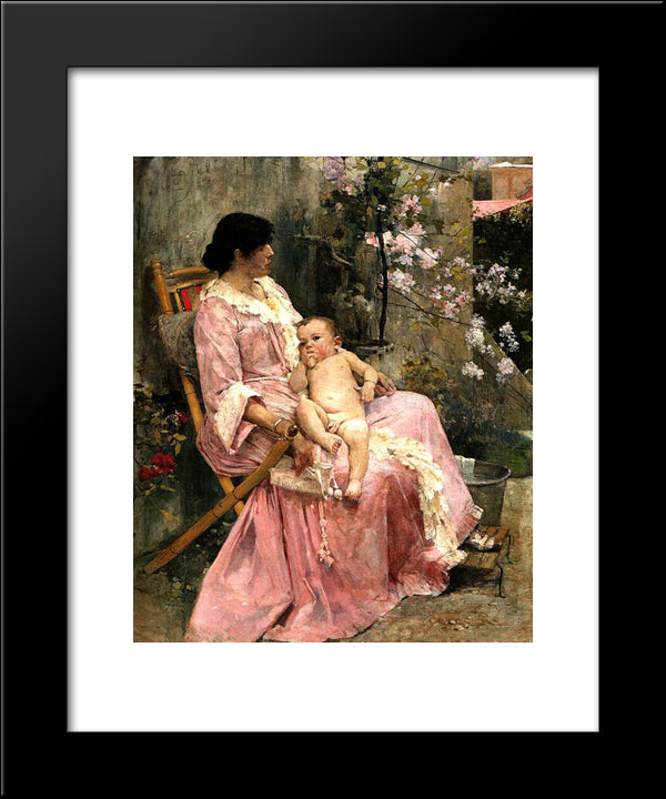 La Joven Madre 20x24 Black Modern Wood Framed Art Print Poster by Michelena, Arturo