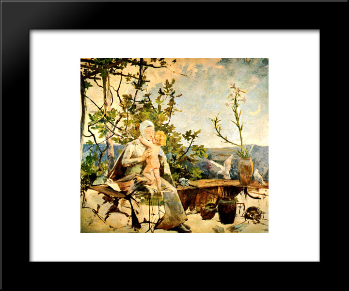 La Virgen De Las Palomas (Study) 20x24 Black Modern Wood Framed Art Print Poster by Michelena, Arturo