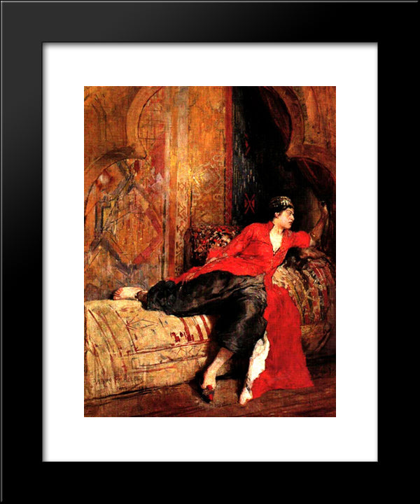 Mujer Oriental 20x24 Black Modern Wood Framed Art Print Poster by Michelena, Arturo
