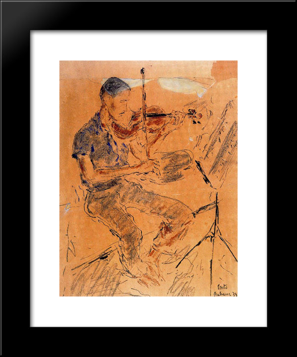 Leonel Alberu Playing The Violin 20x24 Black Modern Wood Framed Art Print Poster by Souto, Arturo