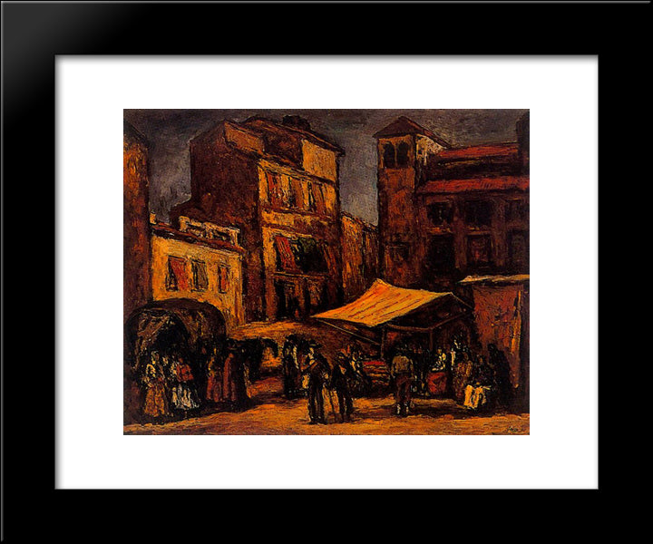 Market Of Segovia 20x24 Black Modern Wood Framed Art Print Poster by Souto, Arturo