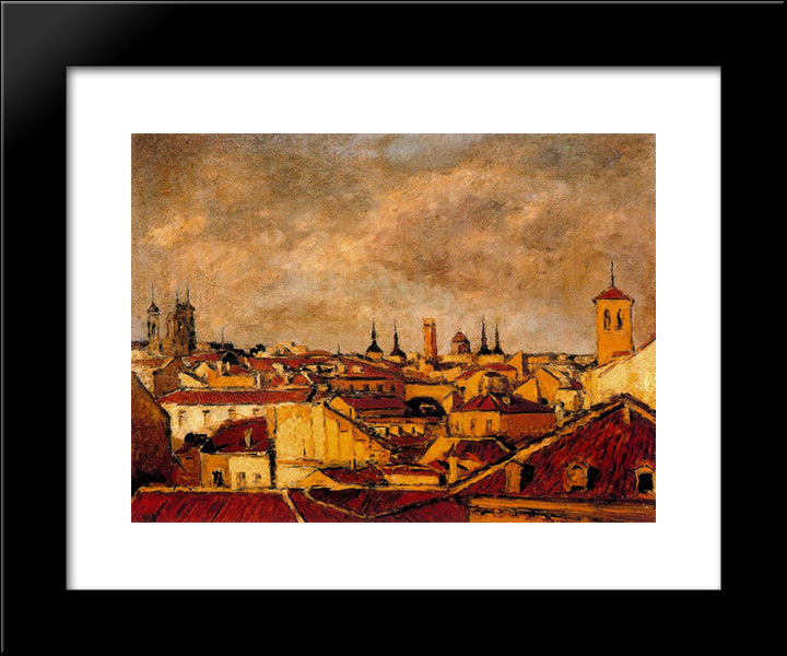 Roofs Of Madrid 20x24 Black Modern Wood Framed Art Print Poster by Souto, Arturo