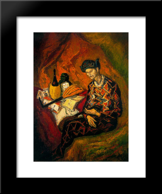 Still Life With Harlequin 20x24 Black Modern Wood Framed Art Print Poster by Souto, Arturo