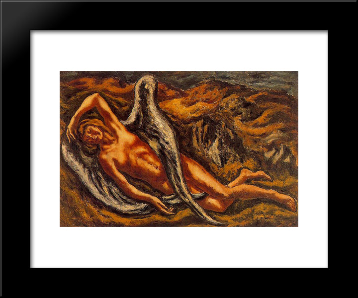 The Los Angeles Dropped (Leda And The Swan) 20x24 Black Modern Wood Framed Art Print Poster by Souto, Arturo