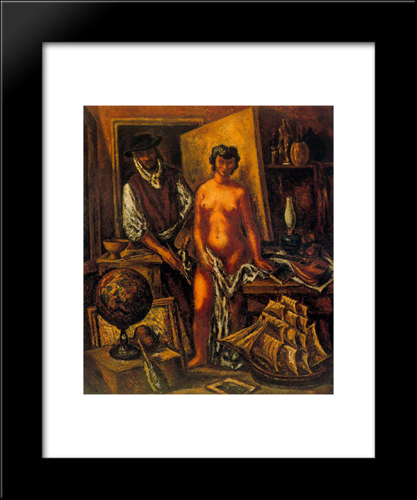 Workshop Of The Artist 20x24 Black Modern Wood Framed Art Print Poster by Souto, Arturo