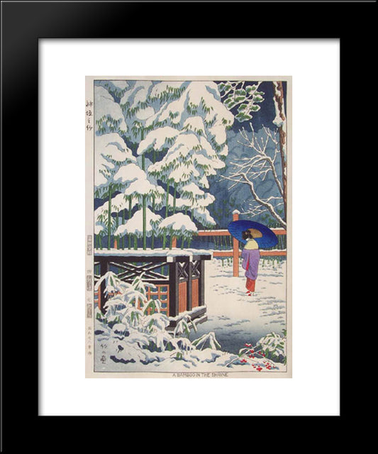 A Bamboo In The Shrine 20x24 Black Modern Wood Framed Art Print Poster by Takeji, Asano