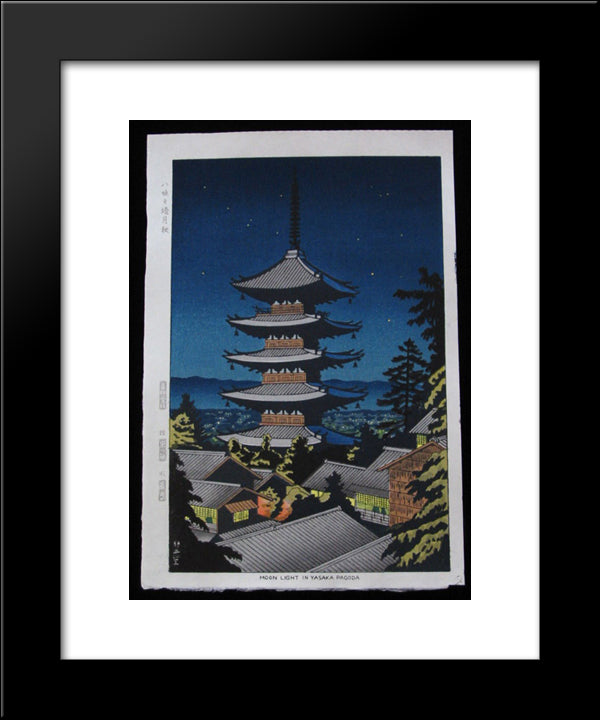 Moonlight In Yasaka Pagoda 20x24 Black Modern Wood Framed Art Print Poster by Takeji, Asano