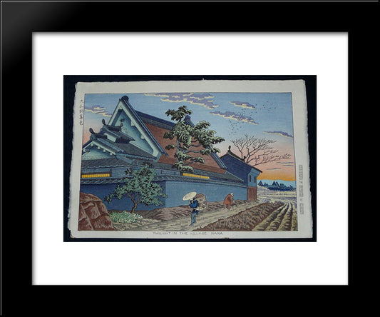 Twilight In The Village, Nara 20x24 Black Modern Wood Framed Art Print Poster by Takeji, Asano