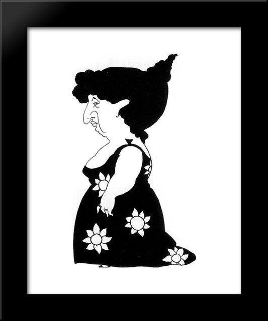 Caricature Of A Figure In A Sunflower Dress 20x24 Black Modern Wood Framed Art Print Poster by Beardsley, Aubrey