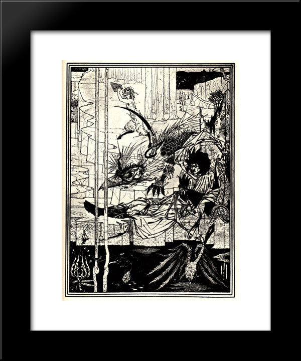 How King Arthur Saw The Questing Beast 20x24 Black Modern Wood Framed Art Print Poster by Beardsley, Aubrey