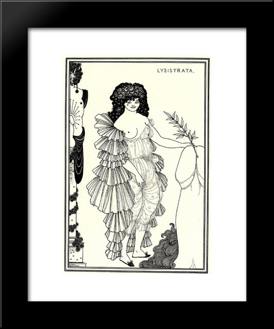 Lysistrata Shielding Her Coynte 20x24 Black Modern Wood Framed Art Print Poster by Beardsley, Aubrey