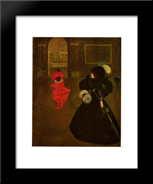 Masked Woman With A White Mouse 20x24 Black Modern Wood Framed Art Print Poster by Beardsley, Aubrey