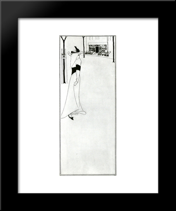Poster Of Girl And A Bookshop 20x24 Black Modern Wood Framed Art Print Poster by Beardsley, Aubrey