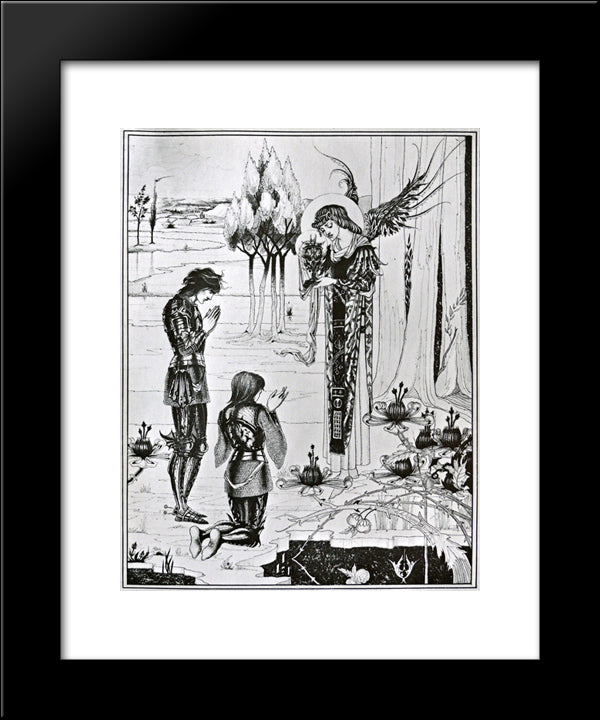 The Achieving Of The Sangreal 20x24 Black Modern Wood Framed Art Print Poster by Beardsley, Aubrey