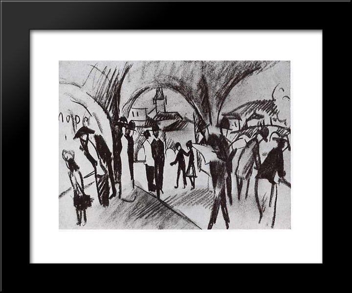 Arcade In Thun 20x24 Black Modern Wood Framed Art Print Poster by Macke, August