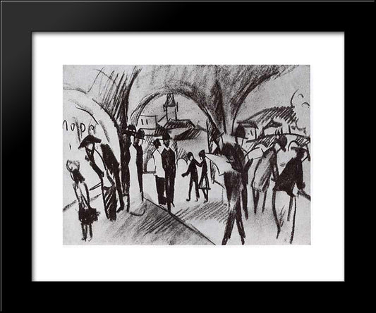 Arcade In Thun 20x24 Black Modern Wood Framed Art Print Poster by Macke, August