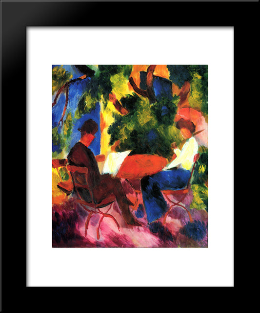 At The Garden Table 20x24 Black Modern Wood Framed Art Print Poster by Macke, August