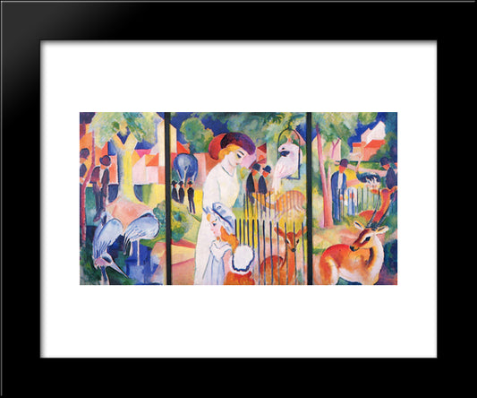 Big Zoo, Triptych 20x24 Black Modern Wood Framed Art Print Poster by Macke, August