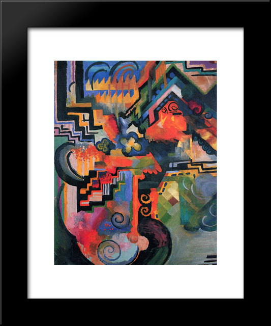 Colored Composition (Hommage To Johann Sebastian Bachh) 20x24 Black Modern Wood Framed Art Print Poster by Macke, August